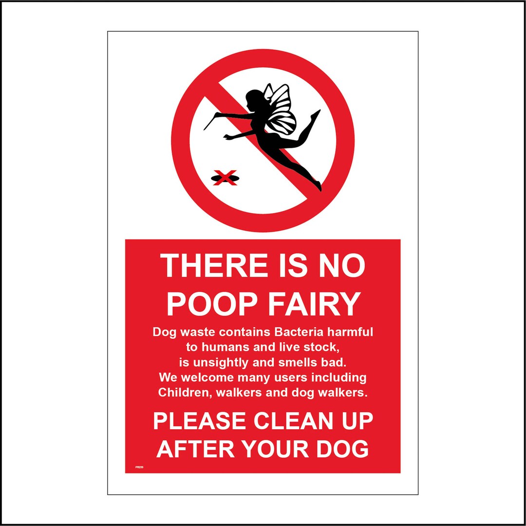 Divertente cartello con cacca di cane There Is No Poop Fairy
