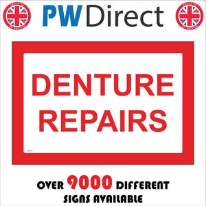 GE771 BL Denture Repairs Sign Dental Technician Dentist Tooth Fairy Molars Gnashers