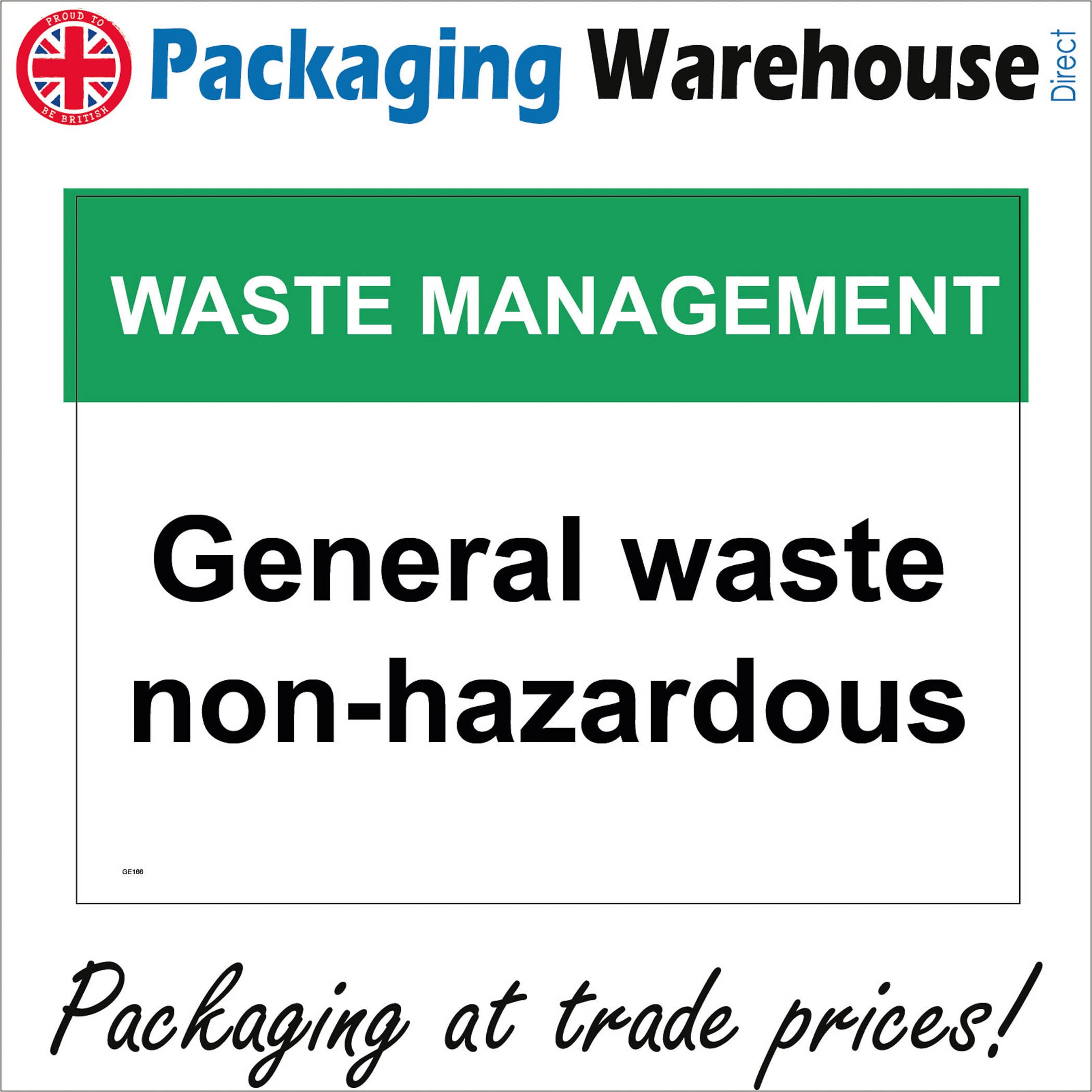 GE166-BL Waste Management General Waste Non-hazardous Sign - Etsy UK