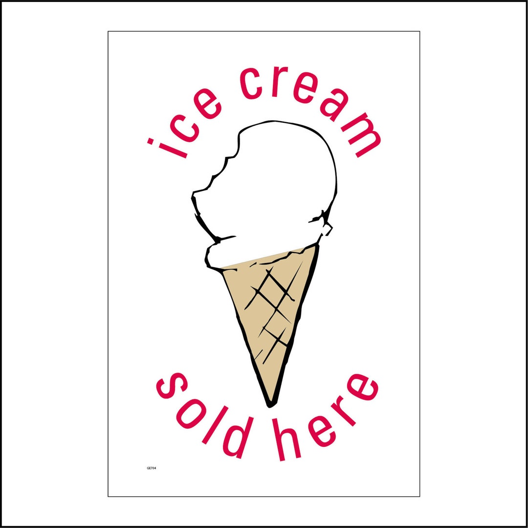 GE704BP Ice Cream Sold Here Sign Cone Scoop Sprinkles Sundae Etsy UK