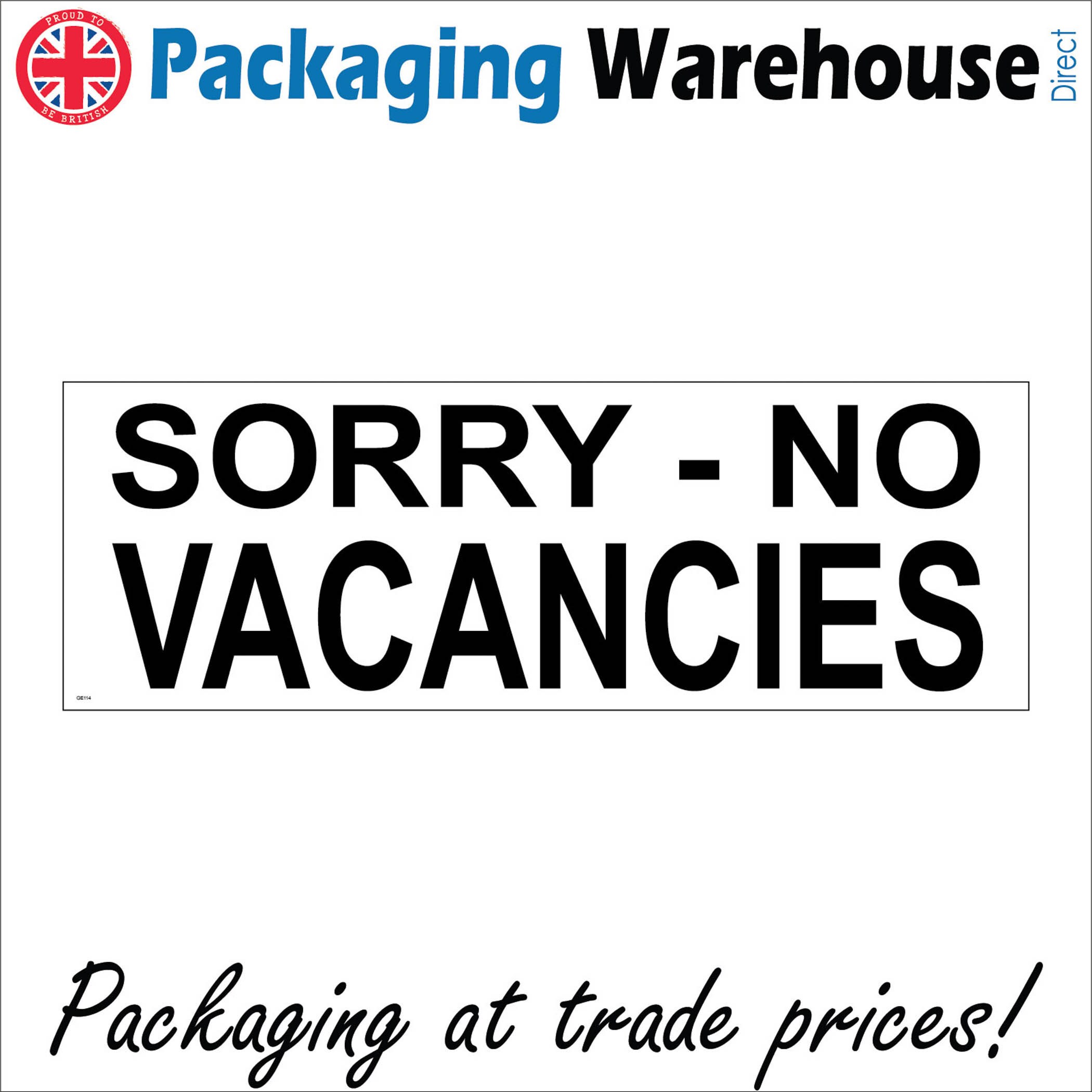 GE114-LL Sorry No Vacancies Sign Door Wall Window Plaque Room Bed ...