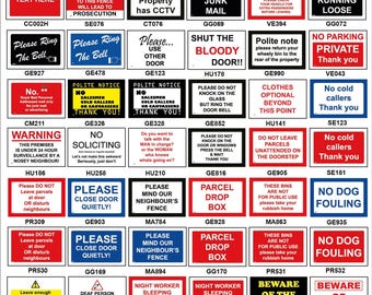 PBL003 Nosey Neighbour Ring Bell Left Right Parcel Drop Box No Junk Mail Cold Callers Sign