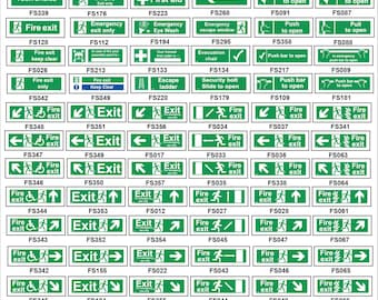 FLL001 Fire Exit Running Man Arrow Wheelchair Security Safety Warden Marshal Left Right Escape Signs