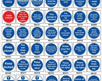 Mandatory Building Signs Blue Red Circles Food Kitchen Switch Lights MSQ003