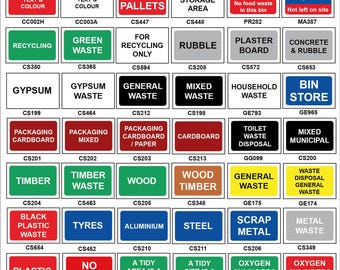 Recycling Packaging Cardboard Timber General Waste Signs ABL001