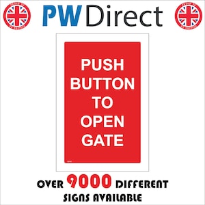 GE763 BP Push Button To Open Gate Sign Slide Bolt Electric Release Handle