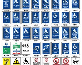 TBP005 Disabled Parking Guide Dogs Refuge Point Access Wheelchair Ramp Arrow Badge Holders Sign