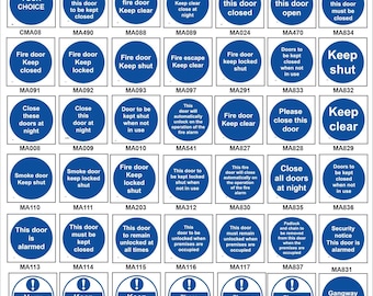 Mandatory Blue Circle Signs Custom Wording Fire Doors Alarms Automatic Locks MSQ002
