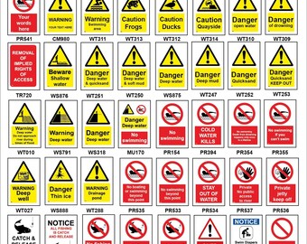 WBP002 Deep Water No Swimming Fishing Mud Quicksand Frogs Ducks Cold Water Kills Quayside Sign