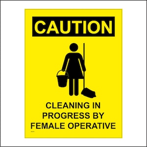 WS476 BP Caution Cleaning In Progress By A Female Operative Sign Gents Toilets WC