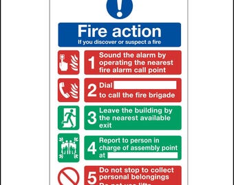 Vsafety Fire Action/se Scoprire Un Incendio Sign