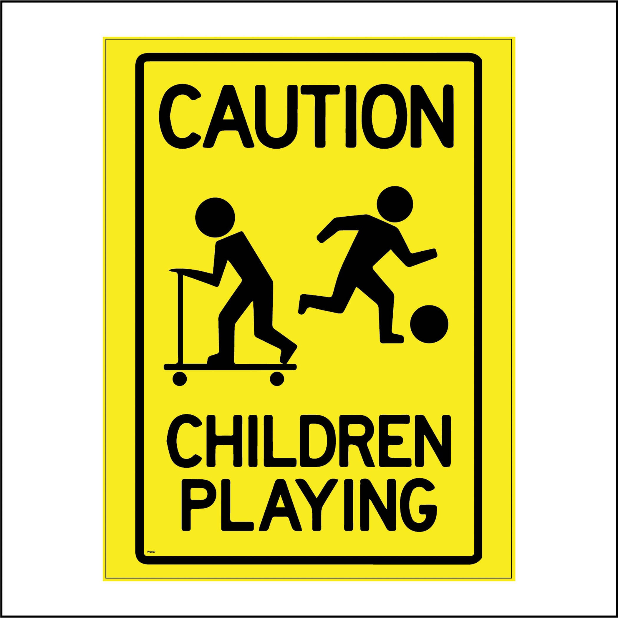 WS507 BP Caution Children Playing Sign Toys Child Young Road Car