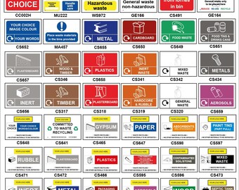 ABL002 Recycling Packaging Cardboard Timber General Waste Signs