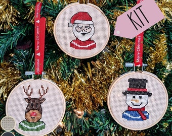 Christmas Cross Stitch Bauble Kit// Trio of Cross Stitch Kits