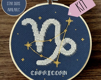 Star Sign Cross Stitch Kit // Constellation Cross Stitch Kit // All Zodiac Signs