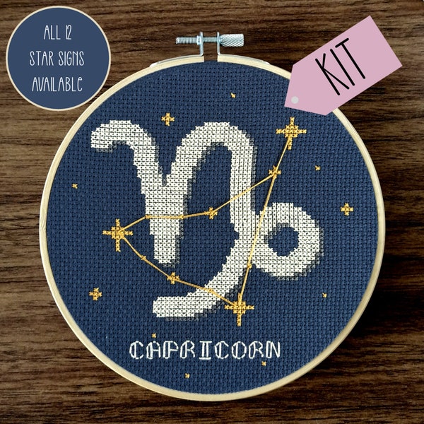 Star Sign Cross Stitch Kit // Constellation Cross Stitch Kit // All Zodiac Signs