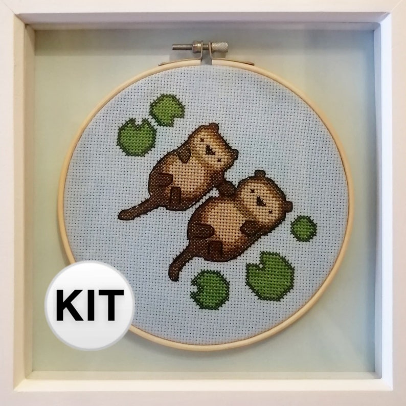 Sea Otters Cross Stitch Kit // Animal Cross Stitch Kit Etsy UK
