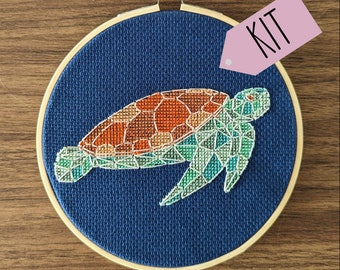 Kit de motif de point de croix de tortue de mer géométrique