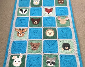 Woodland Animals Baby Blanket Crochet Pattern