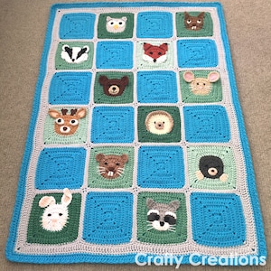 Woodland Animals Baby Blanket Crochet Pattern