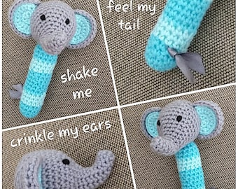 Patrón de sonajero de elefante a crochet