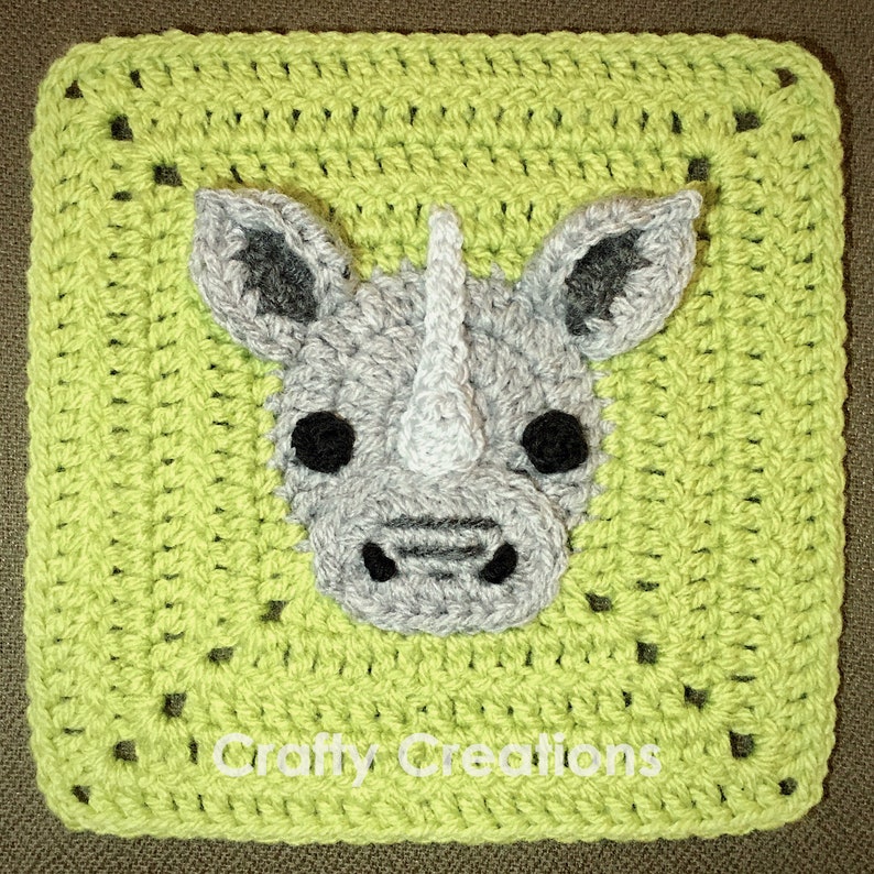 Rhinoceros Granny Square Crochet Pattern image 1