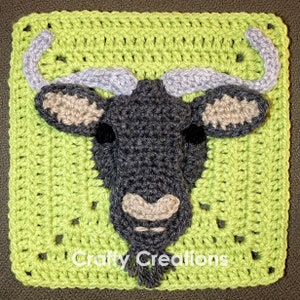 Blue Wildebeest Granny Square Crochet Pattern