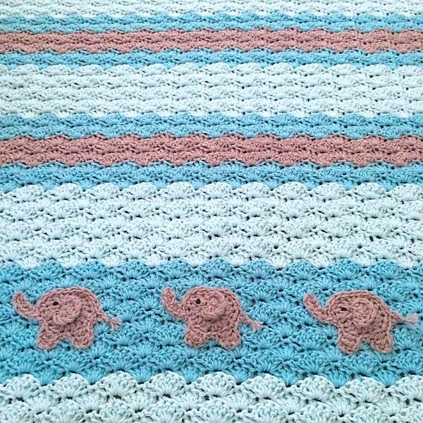 Couverture bébé éléphant au crochet