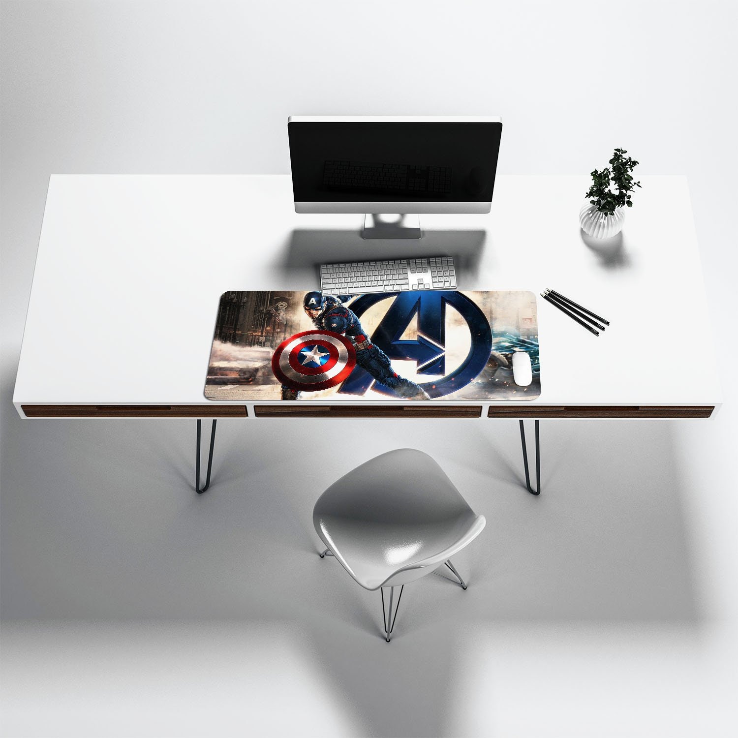 Captain America Desk Mat Avengers Extra Large Gaming Mouse Etsy