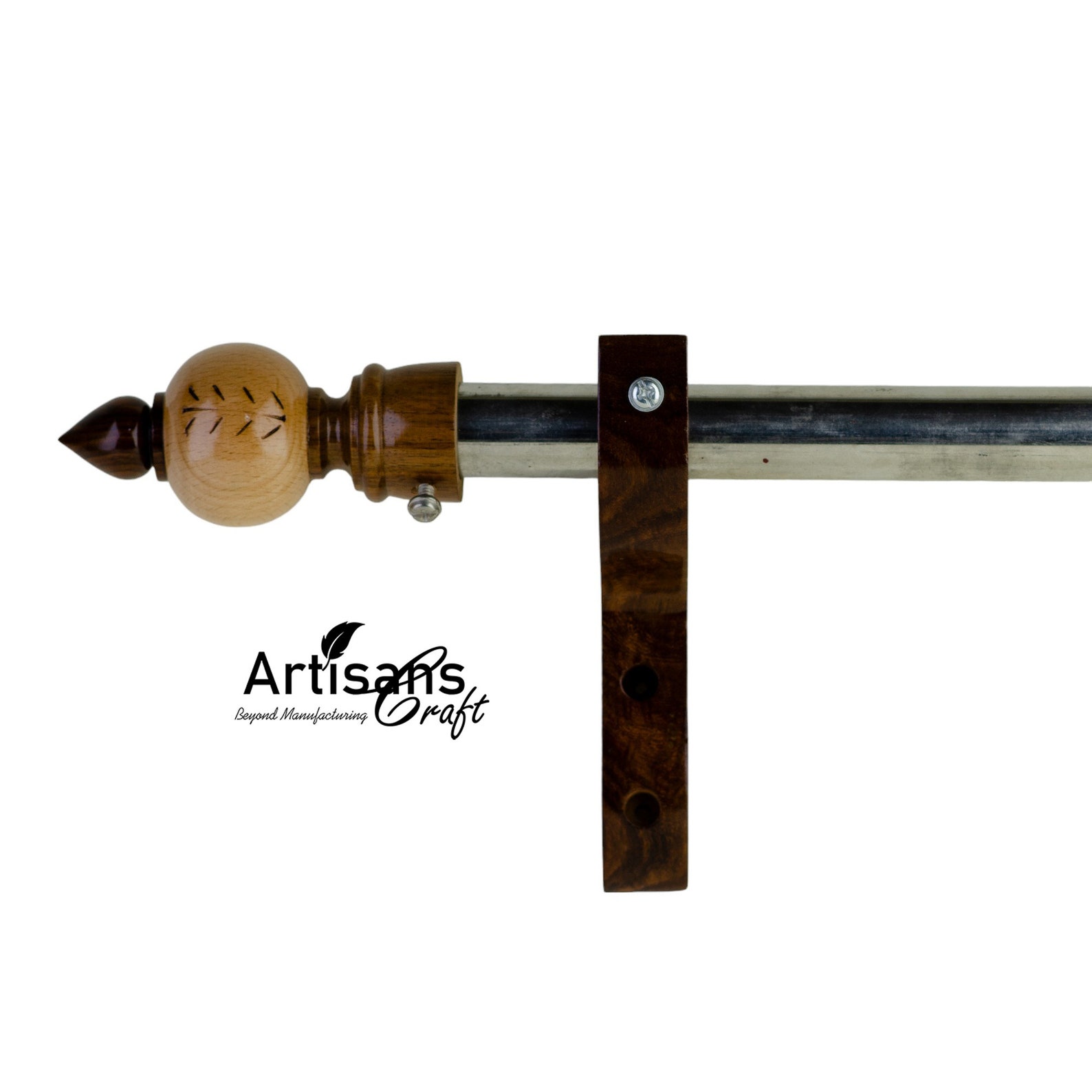 Handmade Wooden Curtain Rod Brackets & Finials for Curtains - Window ...
