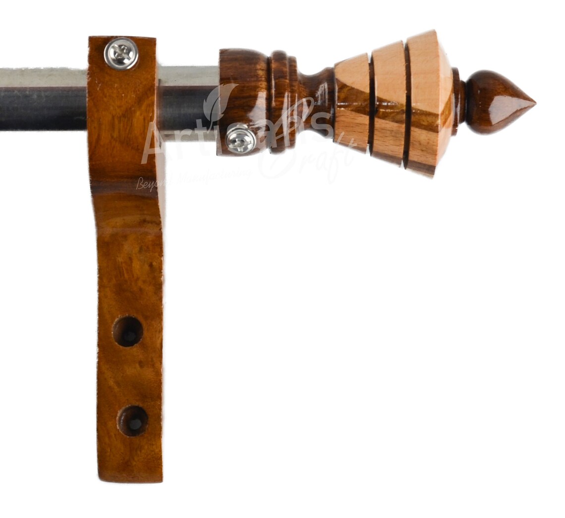 Handmade Wooden Curtain Rod Brackets & Finials for Curtains Etsy