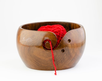 Handmade Yarn Bowl - Large wood Bowl for Knitting & Crocheting - Yarn Storage Bowl - Yarn Organizer - Perfect Gift for Knitting Lover