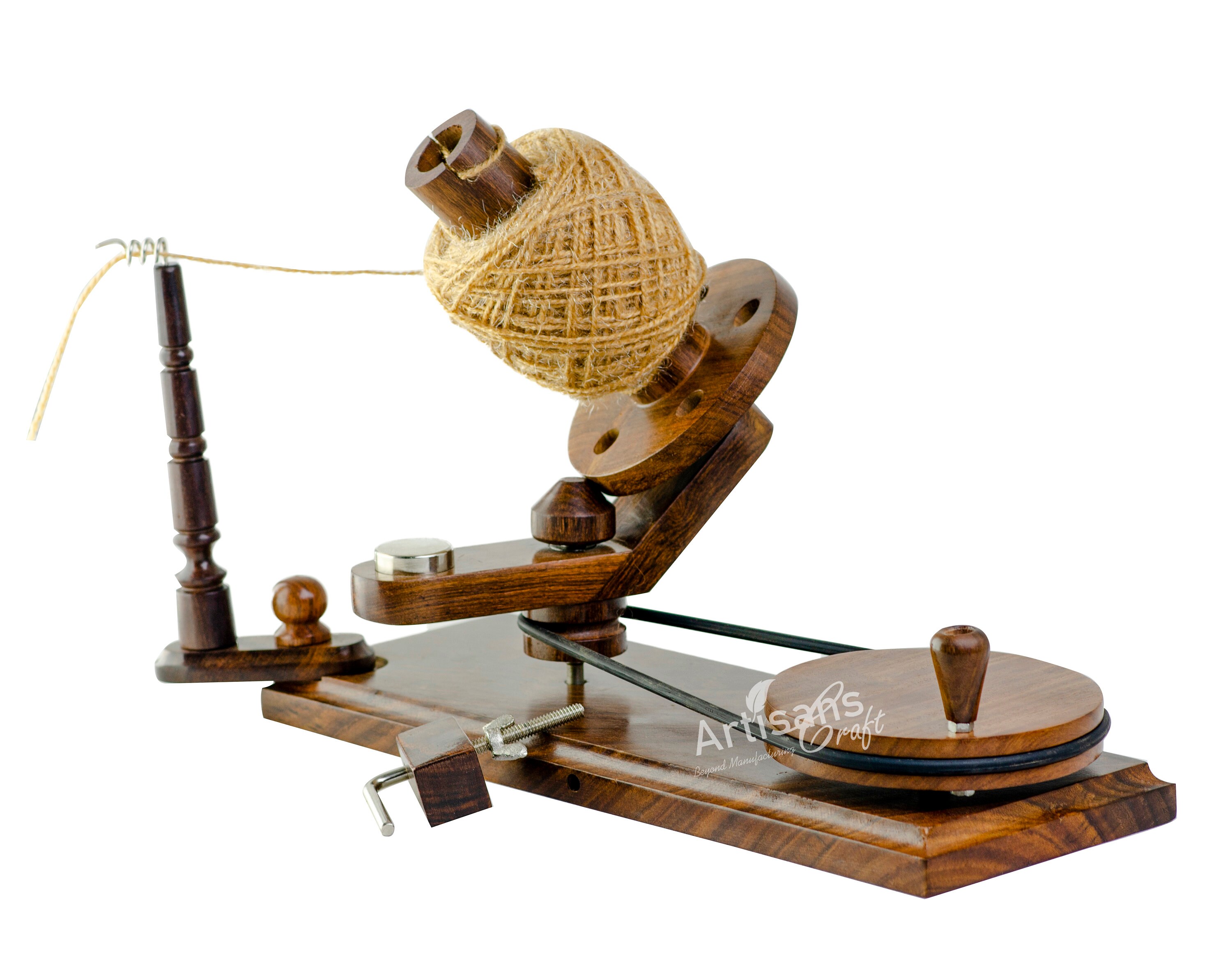 Elegance International Wooden Yarn Ball Winder for Crocheting & Knitting -  Large Capacity & Heavy Duty Winder - Weaving Ball Winders - Hand Operated