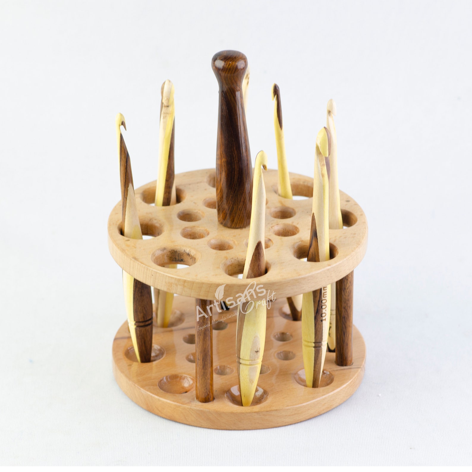 Handmade Wooden Crochet Hooks Holder 16 Holes Wooden Hook Etsy