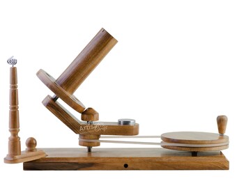 Handgefertigter Garnwickler Aus Holz – Groß, Mit Gleitlager, Rutschfest, Für Stricken & Häkeln, Braun