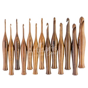 Ergonomische Soft Grip Holz Häkelnadeln, Set beinhaltet 13 Größen, 3,50 mm bis 16 mm, Häkelnadeln, Geschenk für Häkeler, Häkelzubehör