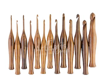 Ergonomische houten haaknaalden met zachte grip, set bevat 13 maten, 3,50 MM tot 16 MM, haaknaalden, cadeau voor haaksters, gehaakte accessoires