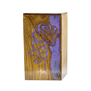 Handmade Rosewood Cremation Urn for Human Ashes Male Female – Resin Casting Decorative Funeral Burial Keepsake Memorial Urns for Mom, Dad