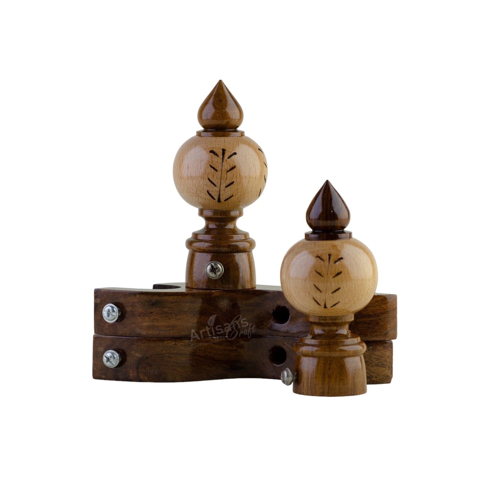 Handmade Wooden Curtain Rod Brackets & Finials for Curtains - Window ...