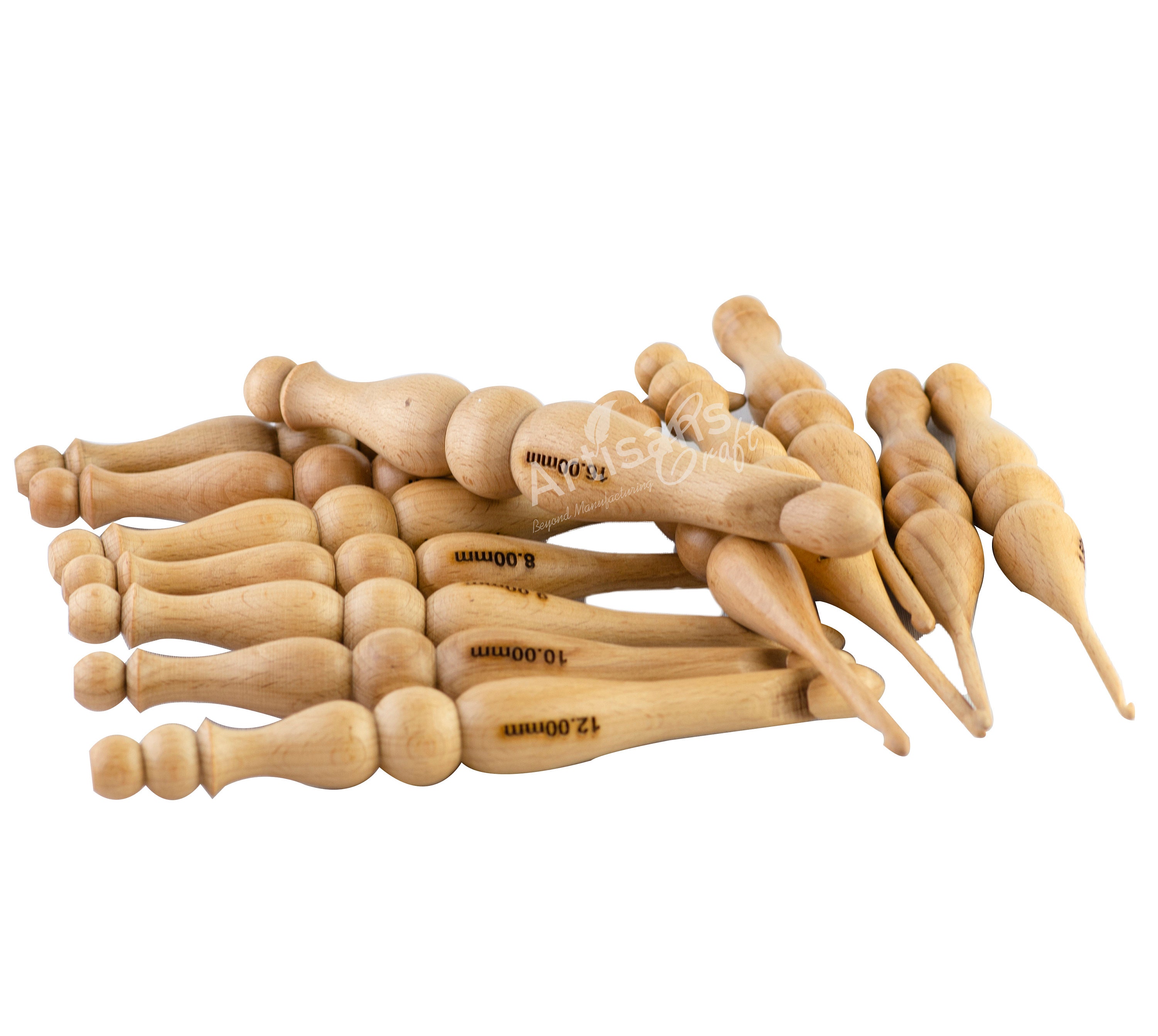 Uncinetti in legno ergonomici con impugnatura morbida, il set include 7