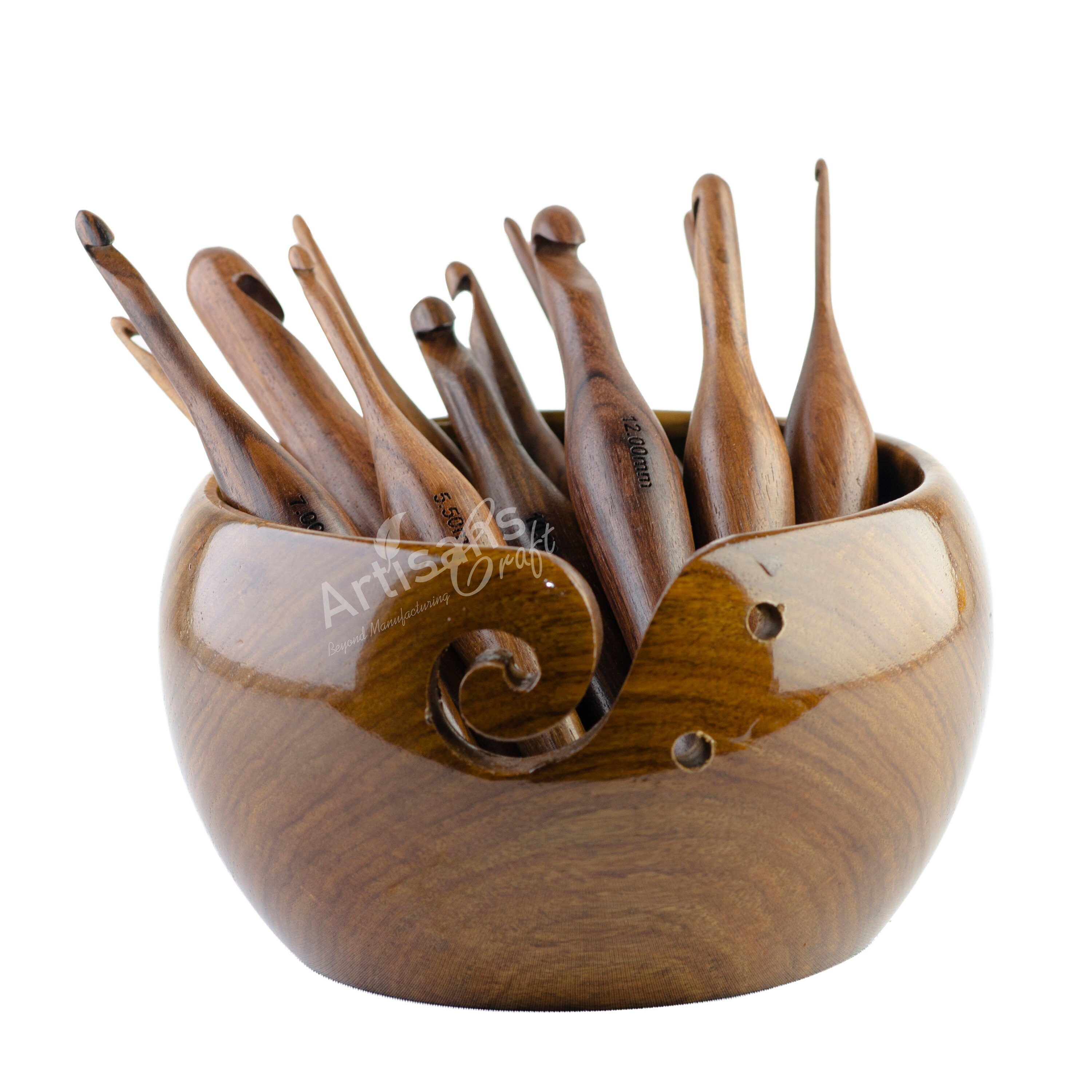 Uncinetti in legno ergonomici con impugnatura morbida, il set include 7