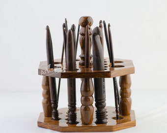 Handmade Wooden Crochet Hooks Holder for Knitting & Crocheting - Crochet Hook Organizer - Crochet Storage - Perfect Gift
