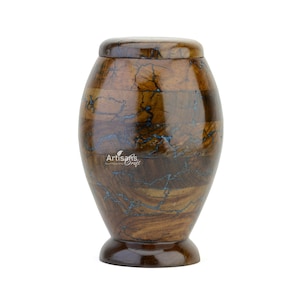 Handmade Rosewood Cremation Urn for Human Ashes Adults Male Female – Lichtenburg Figure Resin Burial Funeral Round Keepsake Memorial Urns