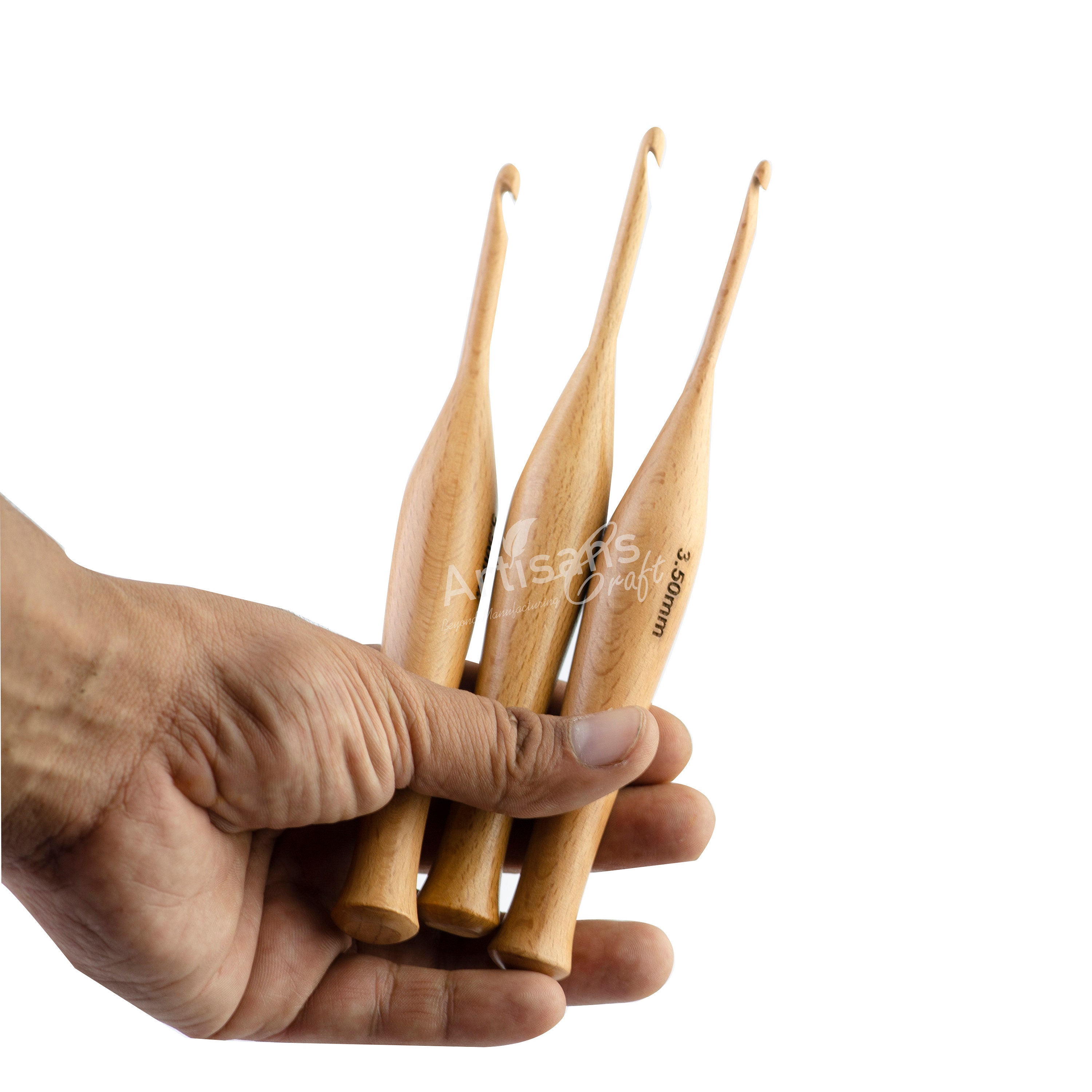 DnU Avenue Set Di 3 Uncinetti Ergonomici In Legno, Dimensioni 30