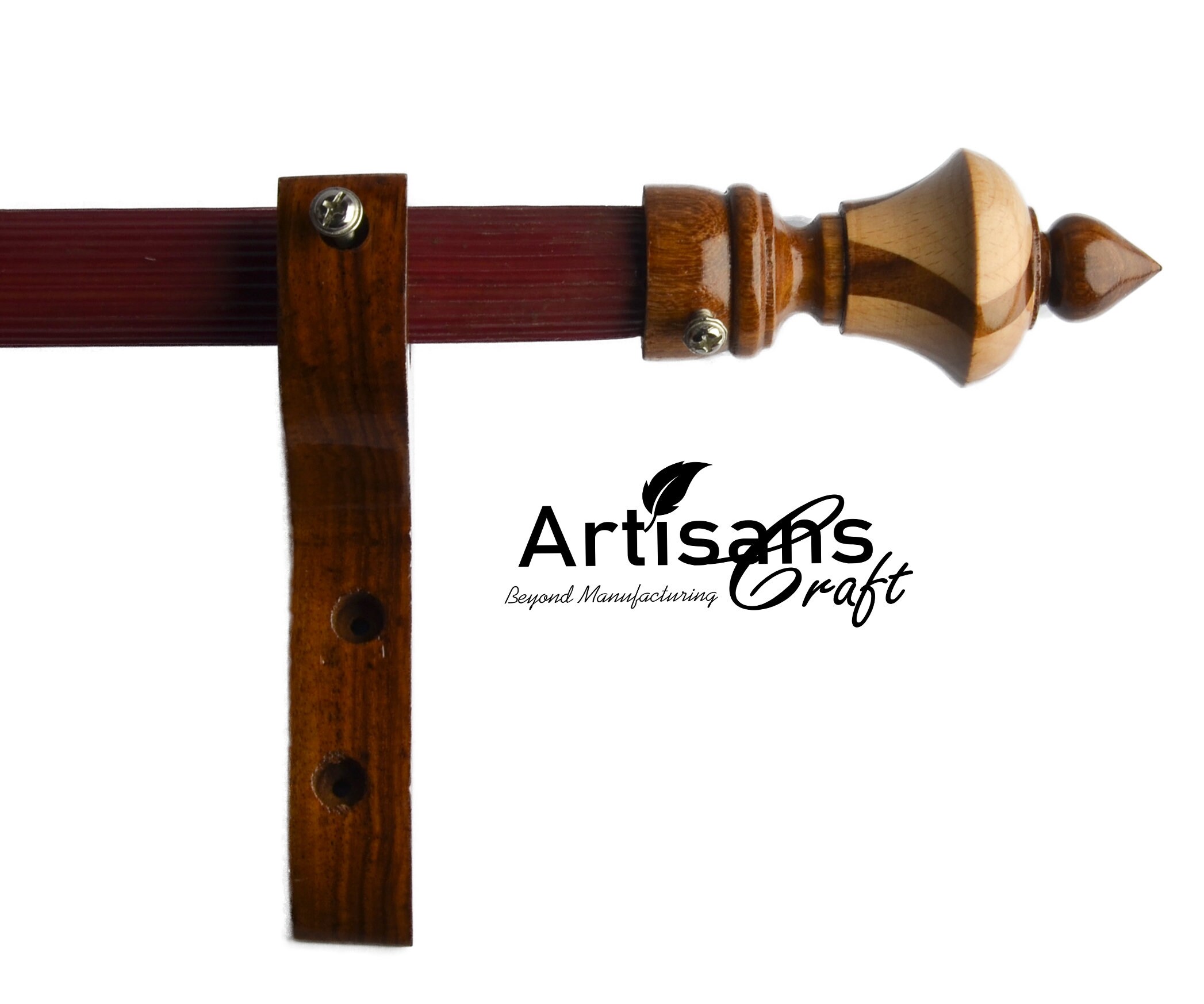 Handmade Wooden Curtain Rod Brackets & Finials for Curtains Etsy