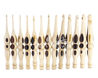 Ergonomische houten haaknaalden met zachte grip, set bevat 13 maten, 3,50 MM tot 16 MM, haaknaalden, cadeau voor haaksters, gehaakte accessoires