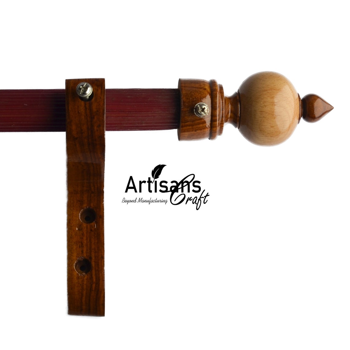 Handmade Wooden Curtain Rod Brackets & Finials for Curtains Etsy