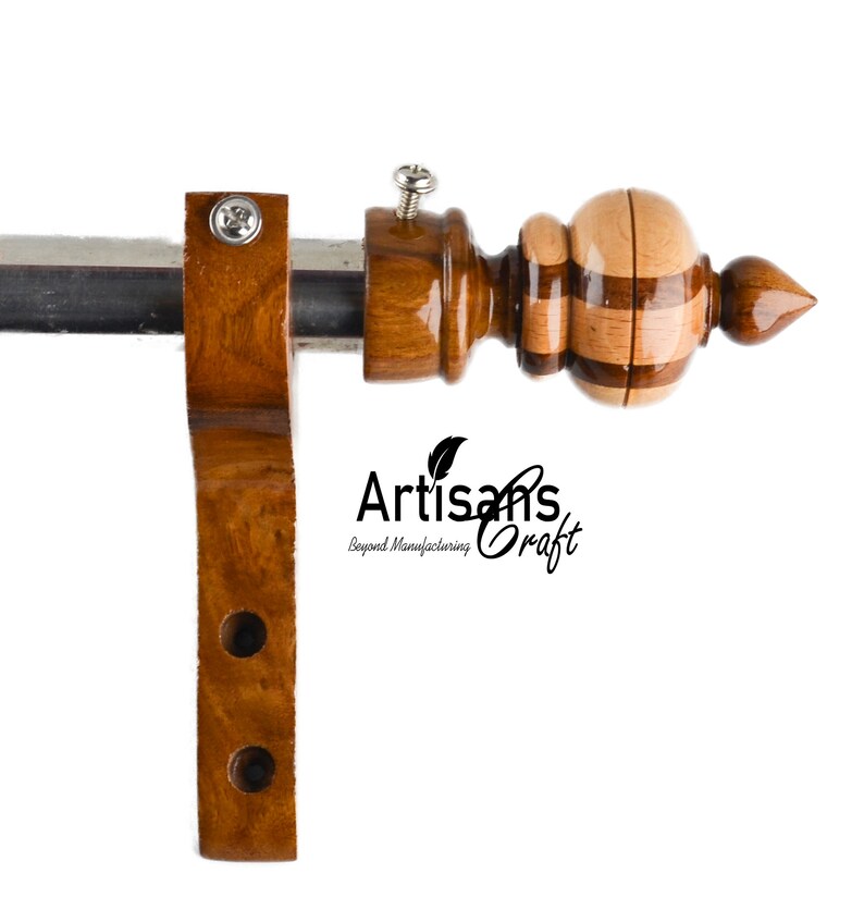 Handmade Wooden Curtain Rod Brackets & Finials for Curtains Etsy