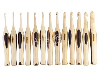 Ergonomische houten haaknaalden met zachte grip, set bevat 13 maten, 3,50 MM tot 16 MM, haaknaalden, cadeau voor haaksters, gehaakte accessoires