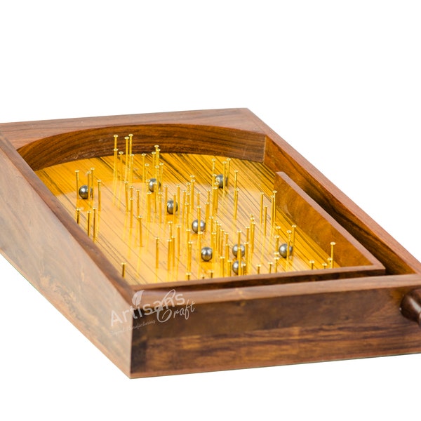 Personalisierte Holz Bagatelle Traditionelles Tischspiel 38cm x 22cm x7,5cm Massivholz / Messing Flipper Spiel